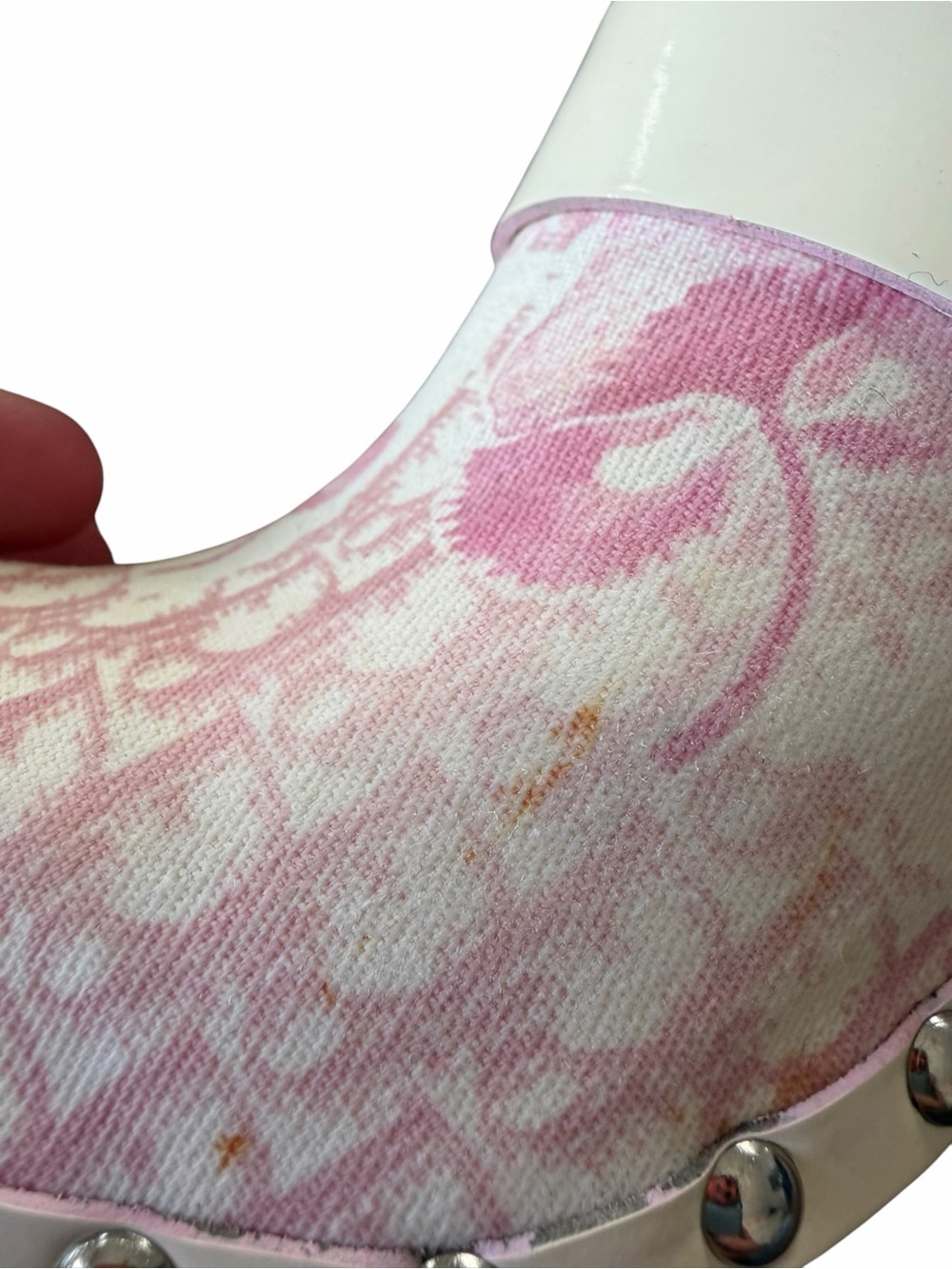 Vintage Christian Dior Cherry Blossom Diorissimo Platform Clogs Mules 38 US 7.5 - Picture 10 of 10